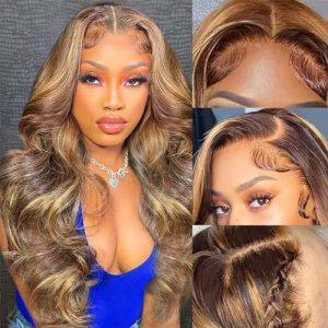13x4 18 Inch Blonde Human Hair Lace Front Wig Natural Look Adjustable Straps