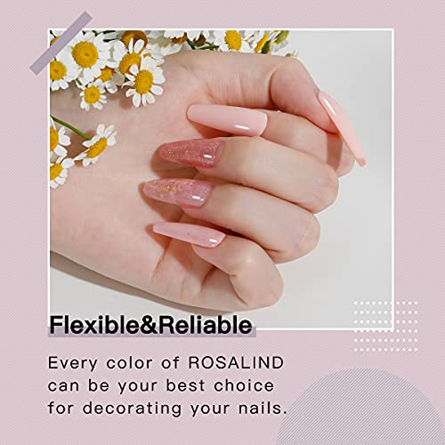 ROSALIND Glitter Poly Nails Gel Set, 6 Colors Nail Extensions Gel Clear White Soft Pink Glitter Series Nail Enhancement Gel, 15ML Poly Nail Gel Colors for Nails Art Beginner DIY at Home - Image 6