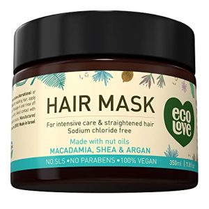 ecoLove Deep Conditioning Hair Mask, Natural Macadamia Hair Mask,Shea Moisture Hair Mask,Argan Oil Hair Mask, No SLS or Parabens – with Natural Moroccan Oil Extract -Vegan and Cruelty-Free. 11.8 oz