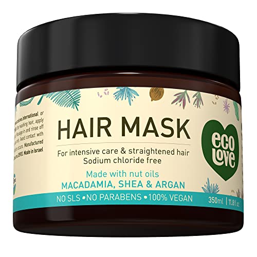ecoLove Deep Conditioning Hair Mask, Natural Macadamia Hair Mask,Shea Moisture Hair Mask,Argan Oil Hair Mask, No SLS or Parabens – with Natural Moroccan Oil Extract -Vegan and Cruelty-Free. 11.8 oz