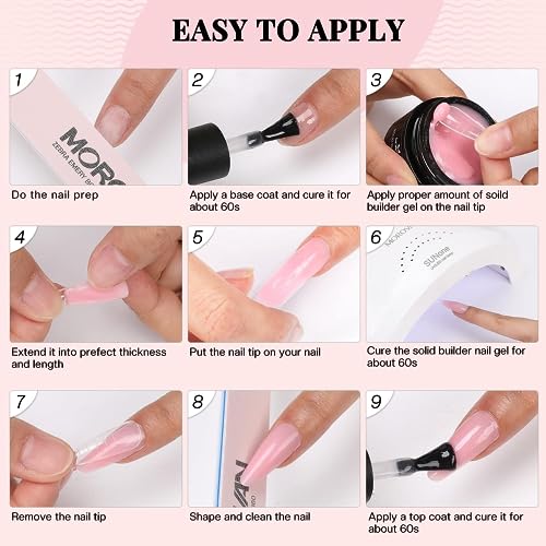 Morovan Solid Builder Gel for Nails: Clear Solid Nail Gel Multifunctional Solid Building Gel Long Lasting Hard Gel for Nail Strengthen Gel DIY at Home - Image 6