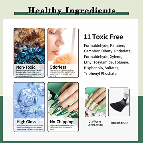 LanFo Green Gel Nail Polish Set, 6 Colors Gel Nail Polish Green Collection Gel Nail Polish for Spring Summer DIY Nail Art Manicure at Home - Image 6