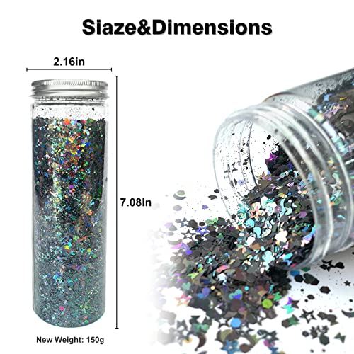 Iridescent Glitter Acrylic Nails Set 24 Piece, Medium Size, Durable and Easy Application - Image 5