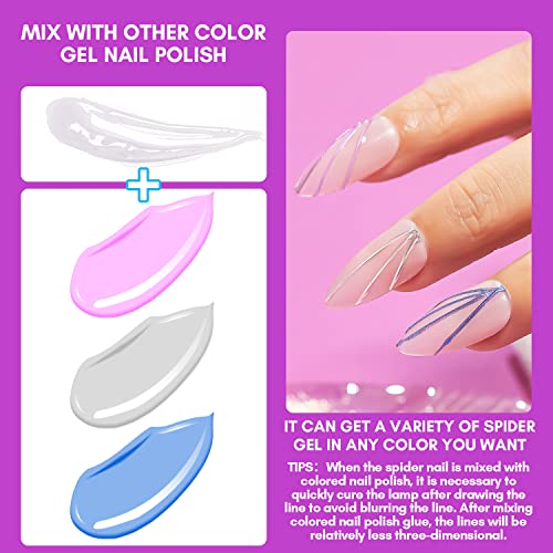 Makartt Clear Spider Gel for Nail with Nail File Bundle, Gel Nail Paint Drawing 3D Spider Gel Nail Art Polish, 100/180 Grit Nail Files for Acrylic Nails Gel - Image 5