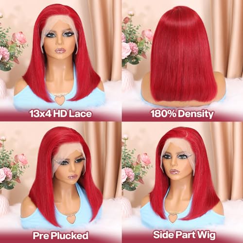 Burgundy 100% Human Hair Bob Wig Natural Look and Feel Medium - Image 3