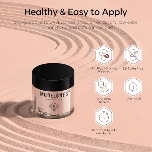 Modelones 32 Pcs Dip Powder Nail Kit Starter, 20 Colors Nude Pink Purple Brown Red Green Dipping Powder Liquid Set with Base/Top Coat Activator Brush Saver for Nail Art Manicure DIY Gift - Image 5
