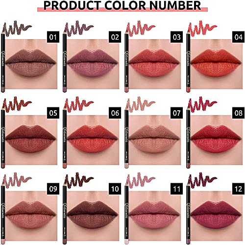 Waterproof Lip Liner Pencil Set 12 Vibrant Long-lasting Colors for All-day Wear - Image 2
