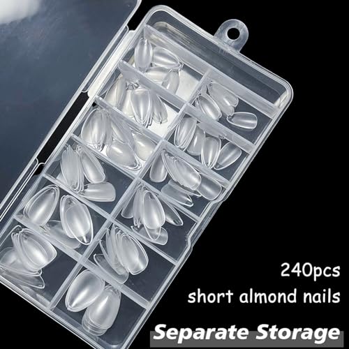 AddFavor 240pcs Short Almond Nail Tips Soft Gel x Nail Tips Almond Clear Fake Nails Short Acrylic Nail Tips Full Cover Gel Nails for Extension Nail Manicure Salon Home DIY - Image 5