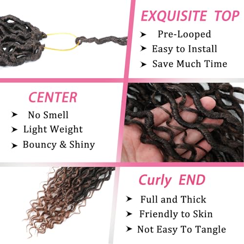 8 Packs Goddess Locs Crochet Hair- 24 Inch Faux Locs Crochet Hair for Black Women Soft Locs with Curly Ends Crochet Braids River Locs Crochet Locs (1B/30#) - Image 4