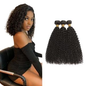 Deep Wave Human Hair Bundles Natural Black Color Brazilian Loose Deep Wave Bundles Human Hair Unprocessed Virgin Hair 3 Bundles 8 10 12 inch Natural Bundles Hair Weave for Women