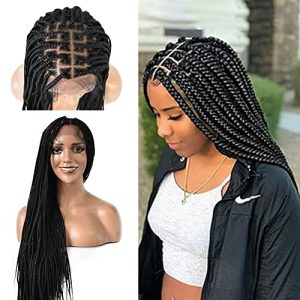 22 Inch Braided Human Hair Wig for Women, Natural Look and Feel