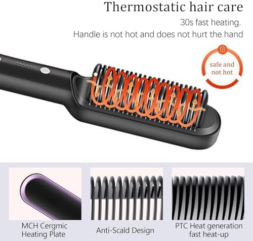 2-in-1 Negative Ion Hair Straightener Brush Curler, 5 Temperature Settings, Fast Heating - Image 5
