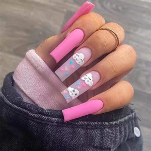 Kuromi-themed acrylic nails for a unique style.