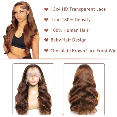 Brown human hair wig in chocolate shade. - Image 5