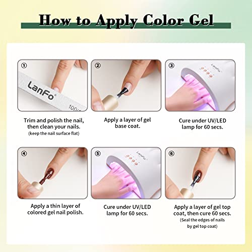 LanFo Green Gel Nail Polish Set, 6 Colors Gel Nail Polish Green Collection Gel Nail Polish for Spring Summer DIY Nail Art Manicure at Home - Image 7