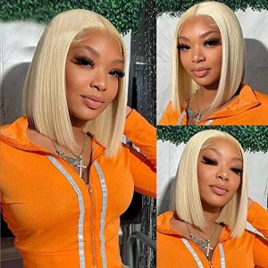 High-quality lace front wig made with human hair.
