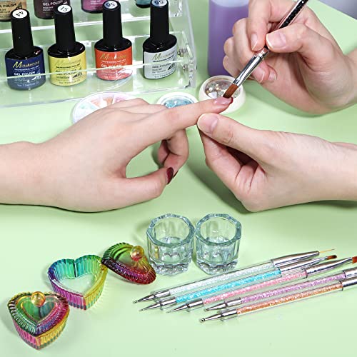 6 Piece Acrylic Nail Art Brush Set with Dappen Dish for Professional Manicure - Image 6