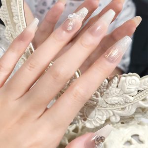 24 Piece Ombre Coffin Acrylic Nail Set for Effortless DIY Design