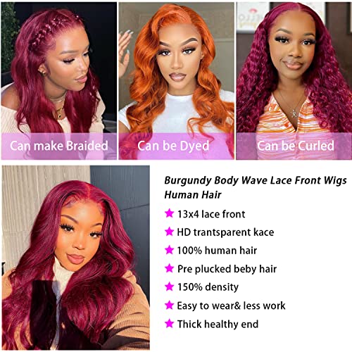 Red Human Hair Lace Front Wig in Red - Image 4