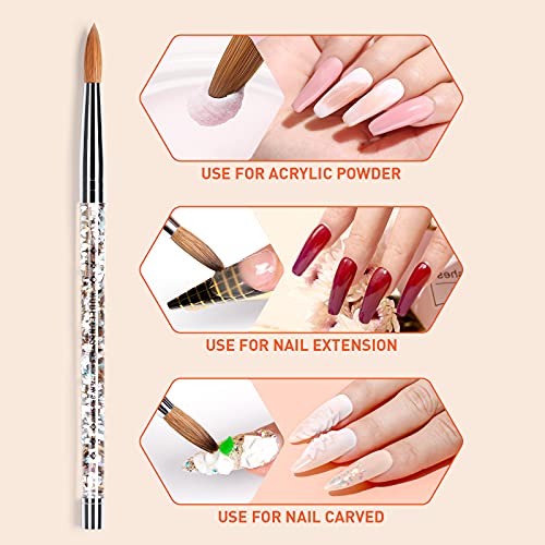 MODELONES Size 8 Kolinsky Sable Acrylic Nail Brush for Professional Manicures - Image 4
