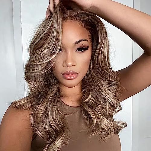 Ombre Highlight Honey Blond Loose Wave 13X6 HD Invisible Lace Front Human Hair Wigs for Women 150% Density Brazilian Remy Glueless Wig Pre Plucked with Baby Hair Bleached Knots for Women - Image 3