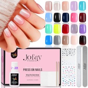 Short Natural Acrylic Nails - 24 Pieces, Durable and Easy to Apply