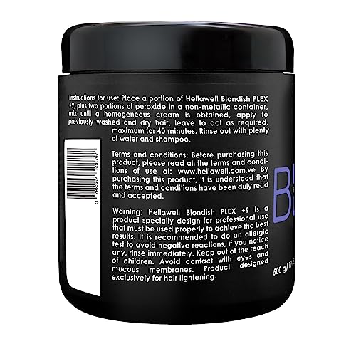 Hellawell BLONDISH PLEX + 9 Hair Bleach Powder, Hair Bleach with Moroccan Argan Oil, Lifting up to 9 Tones, Purple Formula, 500gr, 17.6 oz - Image 2