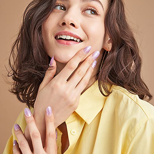 Purple and yellow gel nail designs. - Image 4