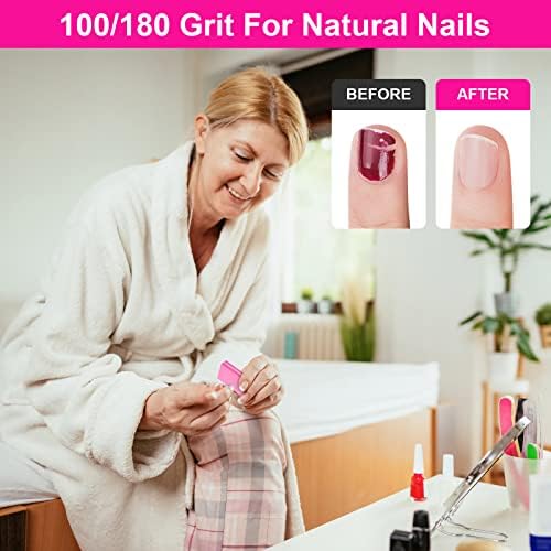 Buffer Block Nail File, 100/180 Grit Sponge Nail Buffers for Acrylic Nails, Mini Buffing Block Double Sided for Manicure Tools 30 Count - Pink - Image 3