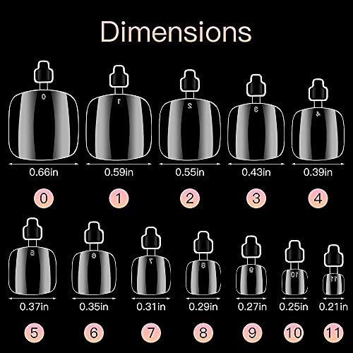600Pcs Clear Toe Nail Tips, Rosy Finch 12 Size Fake Toenails for Acrylic Tips False Nails Full Cover DIY Foot Nails - Image 5