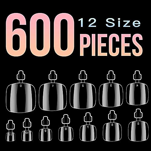 600Pcs Clear Toe Nail Tips, Rosy Finch 12 Size Fake Toenails for Acrylic Tips False Nails Full Cover DIY Foot Nails - Image 4