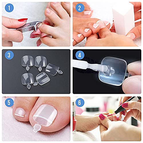 600Pcs Clear Toe Nail Tips, Rosy Finch 12 Size Fake Toenails for Acrylic Tips False Nails Full Cover DIY Foot Nails - Image 7