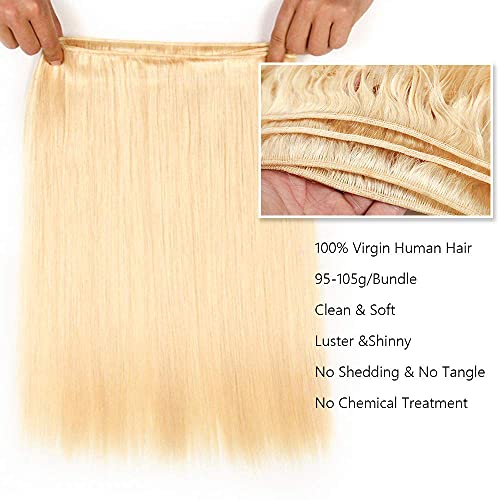 #613 Blonde Straight Human Hair Bundles Honey Blonde Human Hair Bundles 14 Inch 1 Bundle Color Blonde Hair Unprocessed Brazilian Human Hair Extension For Black Women - Image 3