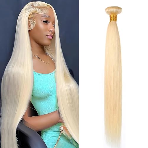 613 Bundles Human Hair 26 Inch Blonde Straight Bundles 100% Unprocessed 10A Grade Brazilian Virgin Human Hair Bundles 1 Bundle Human Hair 613 Blonde Bundle (Single Bundles Human Hair)