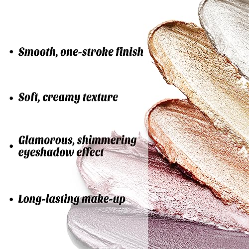 Boobeen Glitter Eyeshadow Stick, Cream Highlighter Shimmer Eye Brightener Pen for Women, Waterproof Eye Shadow Stick to a Create Multi-Dimensional Eyes Look - Image 3