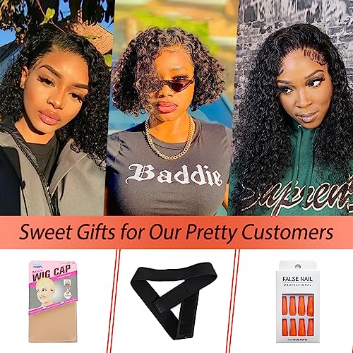 Curly Bob Wig Human Hair 12 Inch Glueless 13x4 Lace Front Wigs Pre Plucked for Black Women 150% Density Mongolian HD Kinky Curly Bob Lace Frontal Wigs Wet and Wave - Image 6