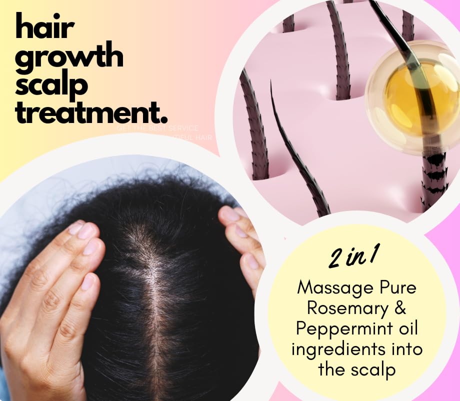 Detangler Spray & Hair Growth Oil - 2 in 1 -Pre-Shampoo Treatment - Peppermint & Rosemary for Dry Scalp, Matted, Knots, Breakage, Split Ends, 4C, Curly, Kids & Adults - Smooths & Nourishes 4 fl oz - Image 4