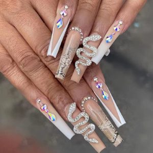 Snake Skin Design 24 Piece Acrylic Nails Set - Natural Look