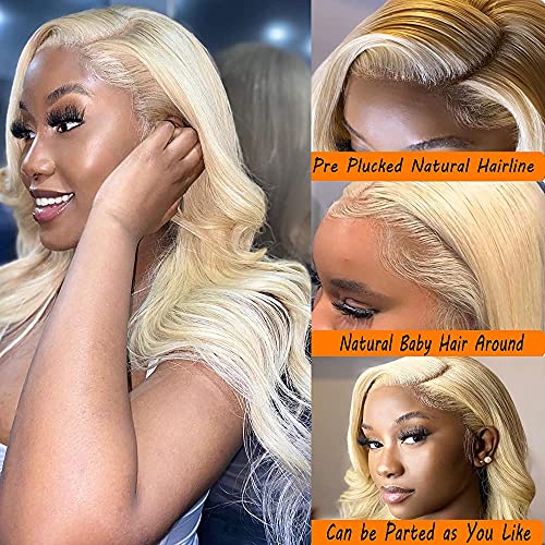 Blonde Lace Front Wigs Human Hair 13x4 613 Lace Front Wig Human Hair Body Wave 613 Frontal Wig Human Hair Pre Plucked with Baby Hair 180% Density 28Inch - Image 5