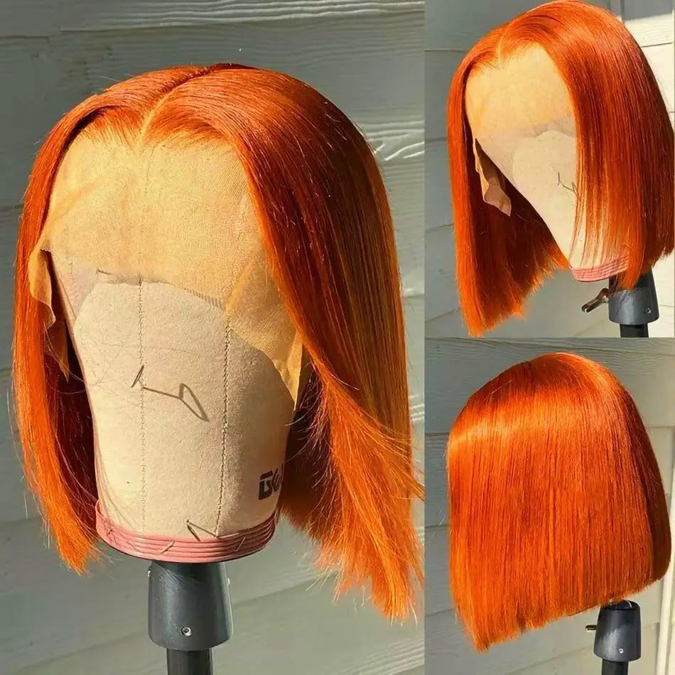 ?Red Orange Human Hair Wig? - Image 6