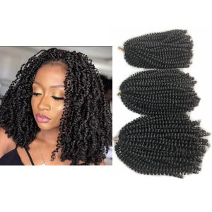 30 Strands/Pack 8 Inch Short Crochet Twist Braids 3packs Fluffy Spring Twist Crochet Hair Afro Curly Passion Twist Synthetic Braiding Hair Extensions (8 Inch, 1B)