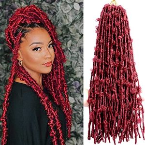 Butterfly Locs Crochet Hair Red,24 Inch 6 Packs Premade Butterfly Faux Locs Crochet Hair For Black Women,Pre Looped Butterfly Locs,Long Soft Mermaid Distressed Locs Crochet Braids(24”,530#)