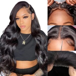 6x4 Wear and Go Glueless Wig 30 Inch Glueless Wigs Human Hair Pre Plucked Pre Cut HD Lace Closure Wigs Human Hair 180% Density Body Wave Lace Front Wig
