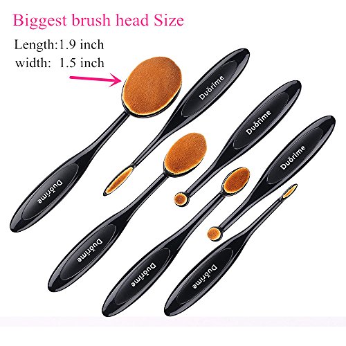 7 Piece Black Oval Makeup Brush Set for Cream Contour Powder Eyeliner - Image 3