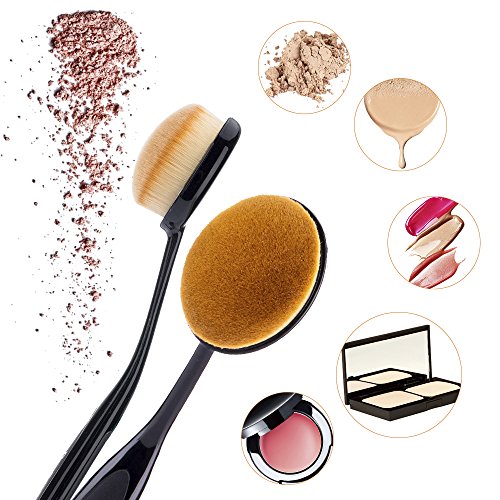 7 Piece Black Oval Makeup Brush Set for Cream Contour Powder Eyeliner - Image 5
