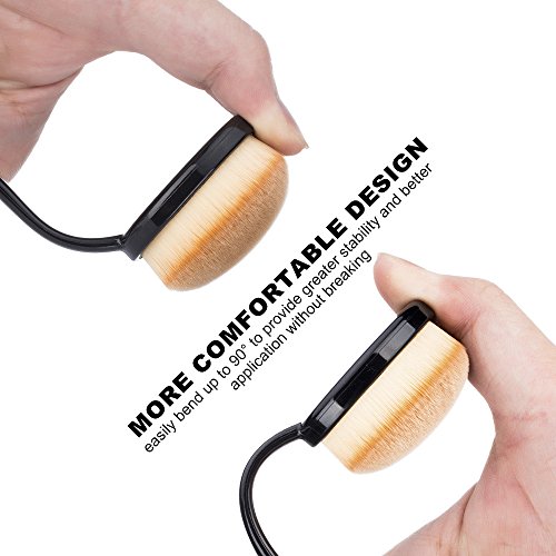 7 Piece Black Oval Makeup Brush Set for Cream Contour Powder Eyeliner - Image 6