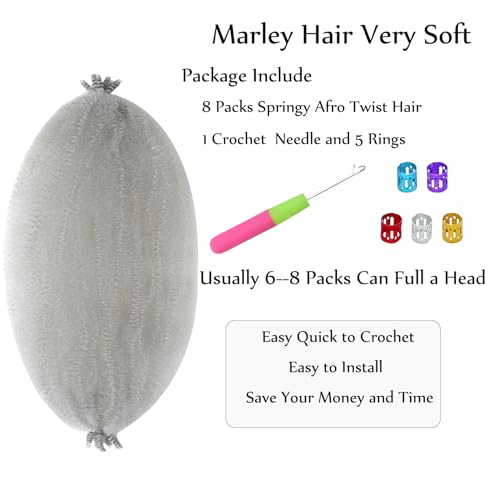 8 Packs Springy Afro Twist Hair Marley Twist Braiding Hair 8 Inch Pre-Separated Grey Kinky Braiding Hair for Black Women Afro Spring Twist Hair Wrapping Hair for Soft Locs (8 Inch (Pack of 8), Grey#) - Image 5