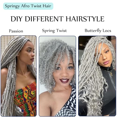 8 Packs Springy Afro Twist Hair Marley Twist Braiding Hair 8 Inch Pre-Separated Grey Kinky Braiding Hair for Black Women Afro Spring Twist Hair Wrapping Hair for Soft Locs (8 Inch (Pack of 8), Grey#) - Image 6