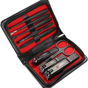 9-Piece Black and Red Large Nail Clipper Set with Household Nail Scissors