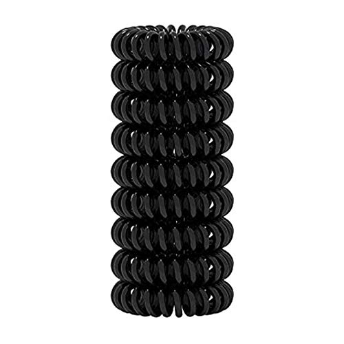 9 Piece Black Spiral Hair Ties Traceless Coil Hair Rings for Women Ponytails